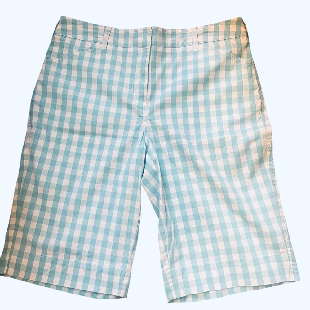Jones New York Aqua Gingham Shorts